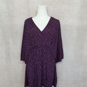 Dear Scarlett Boutique Baby Doll Chic Plum & Navy Diamond Pattern Dress